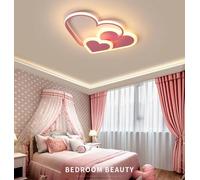 GUANSHAN Lámpara de Techo 3D LED Creativo Estereoscópico Corazones Lámpara de Techo Iluminación para Niños Niñas Dormitorio Jardín de Infantes, Luz Cálida, 44W, Rosa