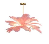 GUANSHAN Lámpara De Techo De Pluma De Avestruz Rosa De Carne Creativa, Lámpara Colgante De Lámpara De Lámpara De Pluma Romántica y Estética Con Base Dorada Para Dormitorio, Sala De Estar, Pasillo