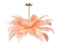 GUANSHAN Lámpara De Techo De Pluma De Avestruz Rosa De Carne Creativa, Lámpara Colgante De Lámpara De Lámpara De Pluma Romántica y Estética Con Base Dorada Para Dormitorio, Sala De Estar, Pasillo