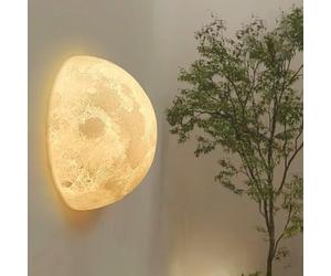 GUANSHAN Simulación 3D Luna Aplique de Pared Luna Aplique de Pared Decorativo Iluminación Creativa Fondo Aplique de Pared Decoración Mural Para Pasillo Sendero Escalera Mesita de Noche