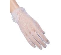 Guante corto de encaje Guante de encaje blanco transparente for mujer, 1 pieza, corto for boda(White flower gloves)