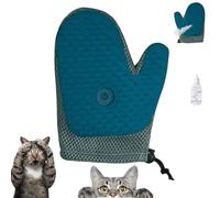 Guante de aseo todo en uno, guantes de apio para mascotas, guantes de mascotas para mascotas, perros y conejos, súper antivuelos y antiestáticos, depilación después del baño, masaje para calmar (azul