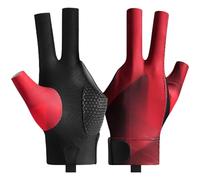 Guante de billar, mano izquierda para hombres y mujeres, negro y rojo, transpirable y fino, guante deportivo, palma antideslizante, muñeca ajustable