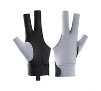 Guante de billar para mano izquierda con diseño de 3 dedos con material de nailon transpirable y agarre antideslizante para un mejor rendimiento (gris mano izquierda)