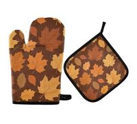 Guante De Horno Agarraderas Feliz Día De Acción De Gracias Hojas De Otoño Juego De 2 Manoplas Horno Antideslizante Lavables Guante Cocina para Microondas Asar