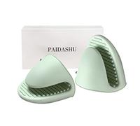 Guante de horno de silicona gruesa con soporte para olla mini, resistente al calor, cubrepinzas para hornear, cocinar, barbacoa (verde)