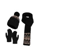 Guante de invierno - Juego de bufanda, guantes y gorro de mujer, suéteres | Antifrío acolchado calentador de manos para vacaciones, viajes, esquí, senderismo, invierno, Negro , Fare riferimento alla