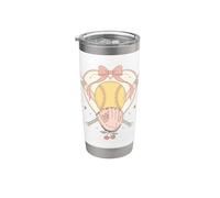 Guante de softball con lazo en forma de corazón, color cereza pastel Vaso térmico de acero inoxidable de doble pared