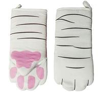 Guante de Trapo de Cocina Guantes de Antideslizantes para la Parrilla de hasta 250 ℃ Guantes Resistentes Al Calor Pata de Gato Cute Cartoon Cat Paw para Cocinar Hornear 2 Piezas (A)