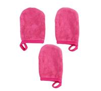 Guante Limpiador Facial 3 Piezas Reutilizable Desmaquillante | Poliéster Algodón, Lavado Sencillo, para Quitar Maquillaje, Uso Diario, Grupo, Color Rosa