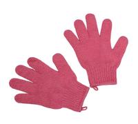 Guante Manopla Exfoliante Corporal, Guantes Exfoliantes de Crin Ducha Corporals con cordón para colgar, Guantes de Baño de Cinco Dedos para Hombres, Mujeres, Niños, Bañera, Masaje, Spa - Rojo