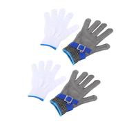 Guante resistente al corte A9, guante metálico de malla de acero inoxidable, anticorte para cocinar, trabajos industriales, pelar ostras, tallar madera, jardinería, rebanar con mandolina(M 2Pcs)