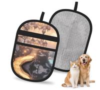 Guante reutilizable Magic Castle School on the Mountain para depilación de mascotas | Elegante guante electrostático de impresión completa para pelo de perro y gato | Herramienta de aseo suave y