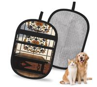 Guante reutilizable para eliminar el pelo de mascotas con azulejos de cerámica moriscos, elegante guante electrostático de impresión completa para pelo de perro y gato, herramienta de aseo suave y