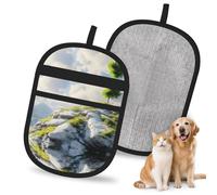 Guante reutilizable The Magic Tree Rising in the Mountains para depilación de mascotas | Elegante guante electrostático de impresión completa para pelo de perro y gato | Herramienta de aseo suave y