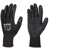 GUANTE SOPORTE POLIESTER IMPREGNADO LATEX NEGRO T-9 "venta unitaria"