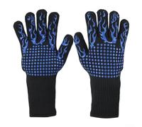 Guantes aislados para aplicaciones de alta temperatura, incluyendo para asar, hornear, cocinar y soldar con agarre de silicona y cómodo forro interior de algodón (azul)