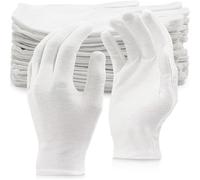 Guantes Algodón Blancos, 9 Pares Guantes de Algodón Blancos, Suaves y Flexibles, para Manos Secas, Dermatológicos, Hidratantes, Joyería
