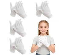 Guantes Algodon Dermatologicos Niños, 4 Pares Guantes Hidratantes de Algodón Guantes de Algodón Blancos para Manos Secas, Guantes de Eczema para Niños (11-15 años de edad)