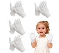 Guantes Algodon Dermatologicos Niños, 4 Pares Guantes Hidratantes de Algodón Guantes de Algodón Blancos para Manos Secas, Guantes de Eczema para Niños (3-5 años de edad)