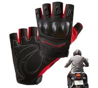 Guantes anti slip Motorcycle Glove, Half Finger Riding Glove, Breathable 25 cm Black Fingerless Gloves with Grip Palm Design, Woven Shell Protective Gloves, Shock Resistant Riding Gear, for Outdoor
