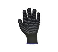 Guantes antivibración negros para protección de las manos. 50 % algodón, 45 % nailon, 5 % caucho de cloropreno. Guantes de trabajo duraderos