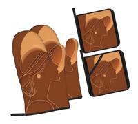 Guantes Barbacoa Color De Chocolate Manoplas Horno Almohadillas Aislantes Juego De 4 - Acolchado Resistente al Calor, Flexible,Cocina multipropósito