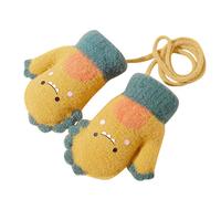 Guantes Bebe Invierno, Kids Gloves Mittens| Producto Título de Punto Cálidos Sin Dedos para Niños Y Niñas con Cuerda - Animados de Lana de Invierno para Uso Diario (Yellow One Size)