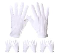 Guantes Blancos, 4 Pares de Guantes de Blanco, Suaves y Flexibles, Ideales para Desfiles de Guardias de Honor y Exámenes de Joyas, Para su protección cuando tenga la piel seca