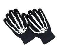 Guantes Brillantes de Halloween de Dedos Completos para Bicicleta Nocturna | Acrílico, 1 Par, Diseño Esqueleto Impreso, Mantiene Manos Secas y Aporta Visibilidad