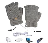 Guantes calefactables de invierno, guantes calefactables para hombre, guantes calefactados por USB, guantes de punto, calentadores de manos, guantes completos y medios dedos, guantes de esquí, guantes