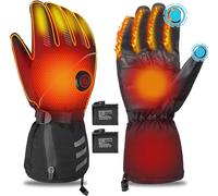 Guantes Calefactables Electrónicos para Hombre y Mujer Guantes Moto Invierno con Batería 7.4V 4000mAh Guantes de Pantalla Táctil a Prueba de Viento al Aire Libre 3 Nivele de Calefacción (B, Large)
