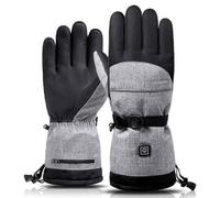 Guantes Calefactables, Guantes Térmicos USB, Calentamiento Completo de Dedos, 3 Niveles de Temperatura, Impermeables y Antiviento para Esquí Pesca Senderismo Caza(Gray,Gloves+5000mAh Battery)