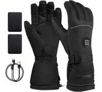 Guantes Calefactables Moto, Calentamiento Completo de Dedos, 3 Temperaturas Guantes Eléctricos Calefactables, para Esquí Pesca Senderismo Caza(Black,Gloves+5000mAh Battery)