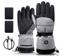 Guantes Calefactables Moto, Calentamiento Completo de Dedos, 3 Temperaturas Guantes Eléctricos Calefactables, para Esquí Pesca Senderismo Caza(Gray,Gloves+5000mAh Battery)