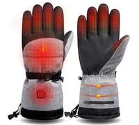 Guantes Calefactables Moto, Guantes Calefactables para Hombre Mujer, Calentamiento Completo de Dedos, 3 Niveles de Temperatura, para Esquí, Senderismo, Ciclismo(Gray,Gloves+5000mAh Battery)