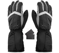 Guantes Calefactables Moto, Guantes con Pantalla Táctil, Calentamiento Completo de Dedos, Impermeables y Antiviento, para Esquí, Senderismo, Ciclismo, Motociclismo(Gloves+2*Battery Case,M)