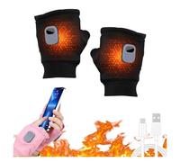 Guantes calefactables portátiles, Guantes eléctricos Inteligentes termostáticos sin Dedos con Calentamiento instantáneo en 3 Segundos y Pantalla Digital, Ideales(Black 1Pcs)