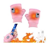 Guantes calefactables portátiles, Guantes eléctricos Inteligentes termostáticos sin Dedos con Calentamiento instantáneo en 3 Segundos y Pantalla Digital, Ideales(Pink 1Pcs)
