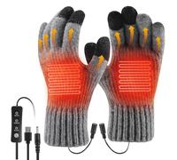 Guantes calefactados por USB, Bestcool Unisex Invierno Calentar Las Manos Lavables con Pantalla táctil con Temperatura Ajustable de Lana Tejida Regalo Invierno para Hombres y Mujeres, Navidad（Gris）