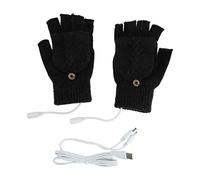 Guantes Calefactores Alimentados por USB, Guantes Calefactables USB, Medio Pliegue hacia Atrás, Cálidos, para Hombres y Mujeres, Guantes Calefactables para Computadora para Manos (Negro)