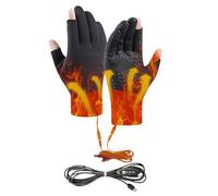 Guantes calefactores para mujer, calentadores de manos antideslizantes, guantes de bicicleta USB recargables, compatibles con pantalla táctil de dos dedos para hombres y mujeres, invierno, trabajo de