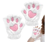 Guantes calefactores para mujer - poliéster 19 x 13 cm | Calentador de manos de peluche sin dedos con 3 ajustes de temperatura, lavable, diseño de pata de gato lindo | Deportes de invierno, trabajos