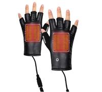 Guantes calentados - Guantes calefactables USB calientamanos de invierno, térmicos sin dedos con pantalla táctil | Mangas cálidas recargables de poliéster negro para trabajo con portátil, oficina