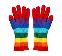 Guantes Cálidos Para Mujer Mitones Táctiles A Rayas Arcoíris De Clima Frío