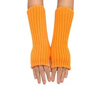 Guantes cálidos para mujer, para clima frío, otoño e invierno, color sólido, multicolor, lana larga, a rayas, guantes de medio dedo