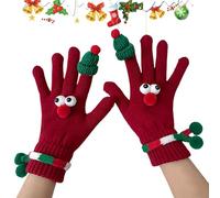 Guantes calientes para mujer, transpirable, resistente al viento con diseño de ojo y sombrero, guantes para el clima frío, ideal para adultos, hombres y mujeres, uso al aire libre, diario, transporte