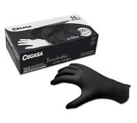 GUANTES CEGASA NITRILO NEGRO SIN POLVO GRANDE T8