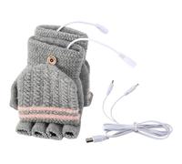 Guantes Con Calefacción USB Para Hombres Y Mujeres Invierno Medio Dedo MITTENS Convertible Con Calentadores Portátiles Calefacción Rápida Guantes Tejidos