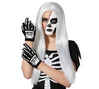 Guantes cortos de esqueleto adulto - Negro - Talla única